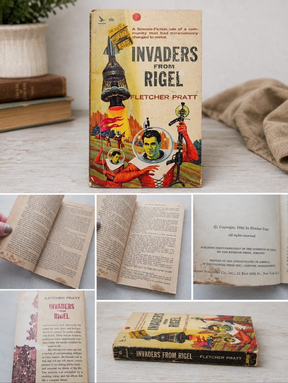 Vintage 1960 Invaders from Rigel by Fletcher Pratt – Airmont Science Fiction PB